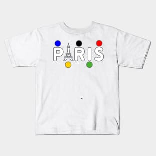 Paris White   color Olympic rings Kids T-Shirt